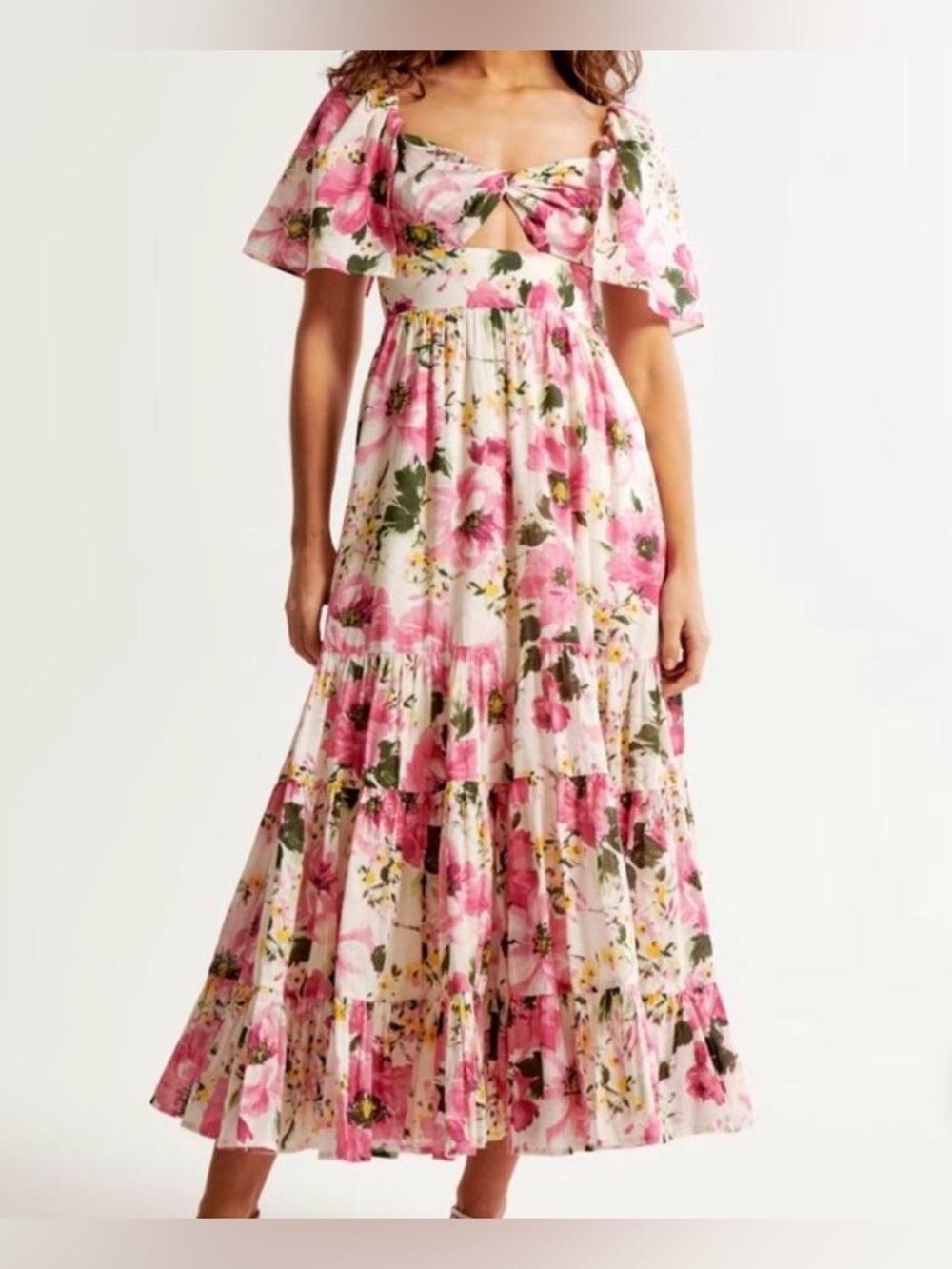 Abercrombie pink floral tiered dress - Picture 3 of 5